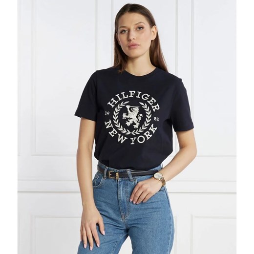 Bluzka damska Tommy Hilfiger z okrągłym dekoltem z krótkim rękawem bawełniana