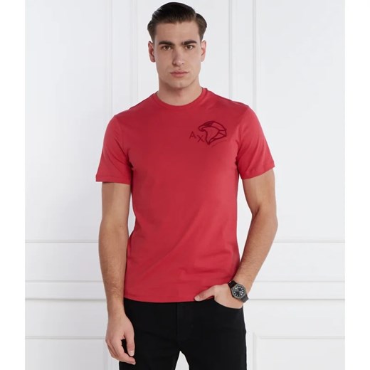 Czerwony t-shirt męski Armani Exchange z krótkim rękawem 
