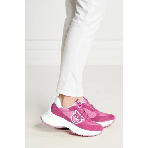 Buty sportowe damskie różowe Pinko sneakersy na platformie z tworzywa sztucznego na wiosnę 
