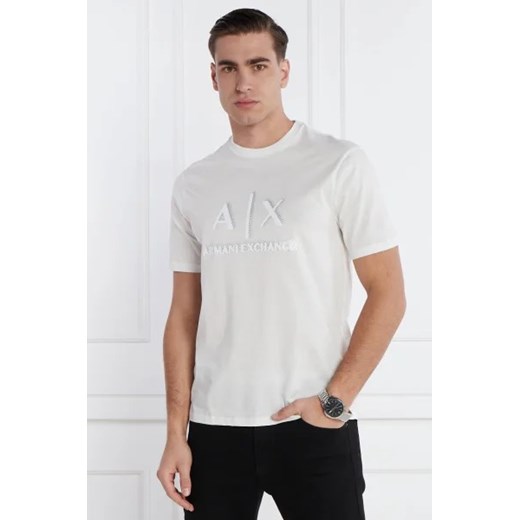 Armani Exchange t-shirt męski bawełniany biały z krótkim rękawem 