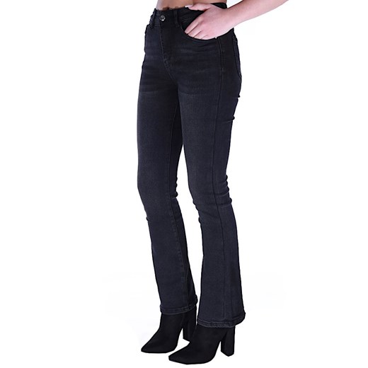 Jeansowe czarne spodnie damskie dzwony M'Sara /H UB726 L600/ ze sklepu Pantofelek24.pl w kategorii Jeansy damskie - zdjęcie 167420117