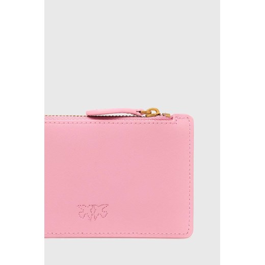 Pinko portfel skórzany damski kolor różowy Pinko ONE ANSWEAR.com