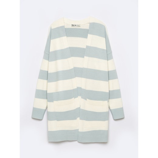 Sweter kardigan damski z kieszeniami w niebiesko-białe pasy Marilla 400 ze sklepu Big Star w kategorii Swetry damskie - zdjęcie 167423456