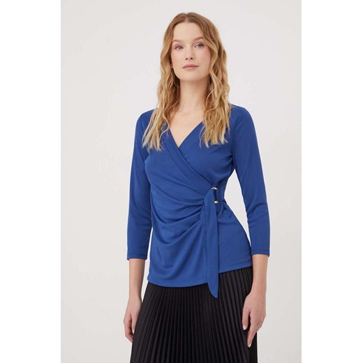Lauren Ralph Lauren bluzka damska kolor niebieski gładka M ANSWEAR.com