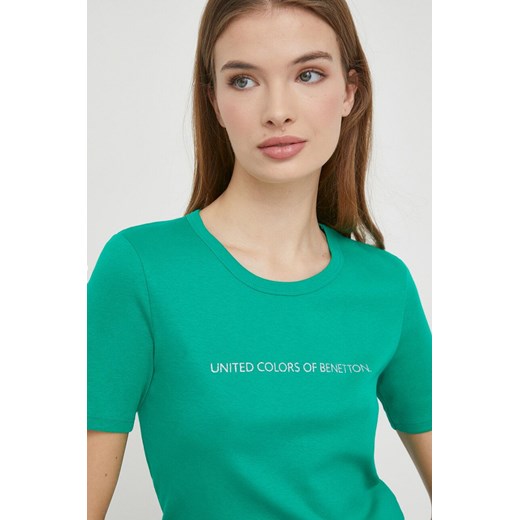 United Colors of Benetton t-shirt bawełniany damski kolor zielony United Colors Of Benetton S ANSWEAR.com