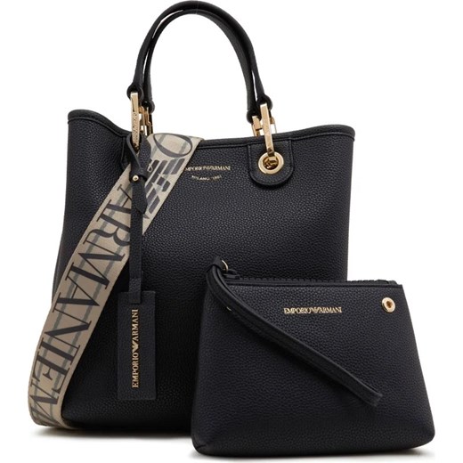 Shopper bag Emporio Armani ze skóry ekologicznej na ramię duża elegancka matowa 