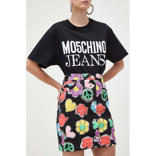 Moschino Jeans spódnica jeansowa kolor czarny mini prosta Moschino Jeans 38 ANSWEAR.com