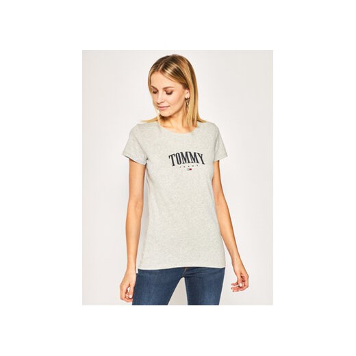 Tommy Jeans T-Shirt Script DW0DW08061 Szary Slim Fit Tommy Jeans S okazyjna cena MODIVO