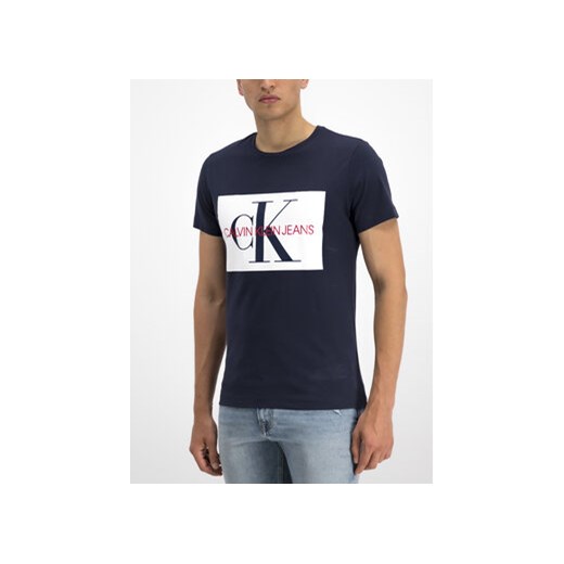 Calvin Klein Jeans T-Shirt Monogram J30J313564 Granatowy Slim Fit L wyprzedaż MODIVO