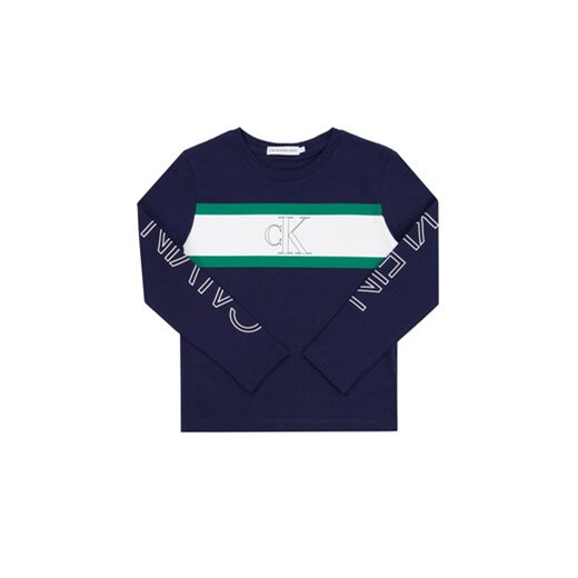 Calvin Klein Jeans Bluzka Logo Colour Block IB0IB00350 Granatowy Regular Fit 10 okazja MODIVO