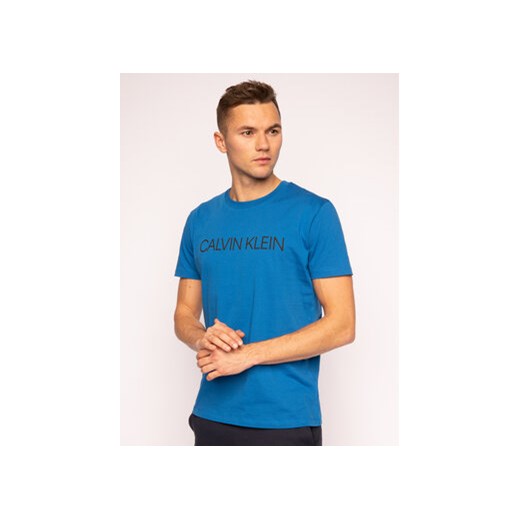 Calvin Klein Swimwear T-Shirt Crew Tee KM0KM00479 Niebieski Regular Fit S okazja MODIVO
