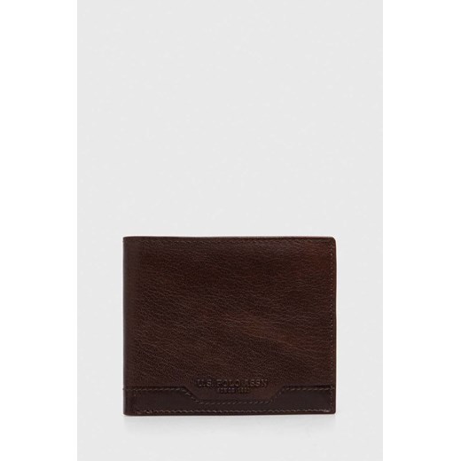 U.S. Polo Assn. portfel skórzany męski kolor brązowy ze sklepu ANSWEAR.com w kategorii Portfele męskie - zdjęcie 167447746