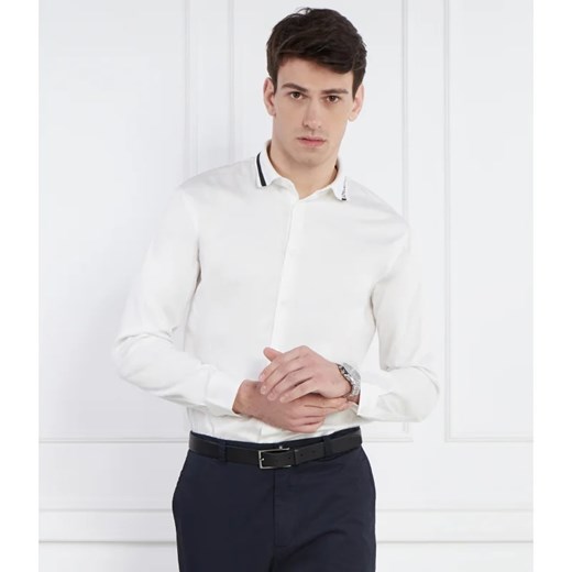 Koszula męska Armani Exchange biała elegancka z bawełny z klasycznym kołnierzykiem z długim rękawem 