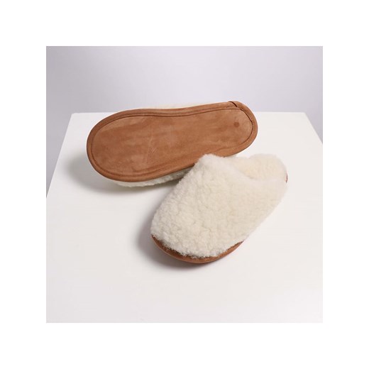 Kapcie damskie beżowe Kaiser Naturfellprodukte H&l casual 