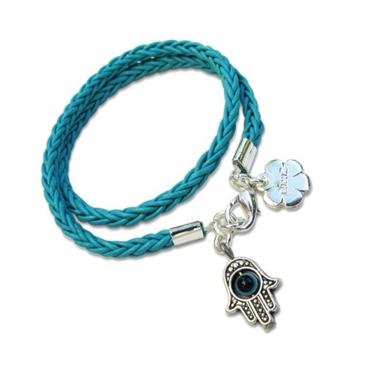 Hamsa, Ręka z niebieskim okiem na szczęście, bransoletki oblewan mybaze-com bialy mat