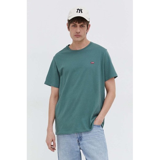 Levi&apos;s t-shirt bawełniany męski kolor zielony gładki ze sklepu ANSWEAR.com w kategorii T-shirty męskie - zdjęcie 167461787