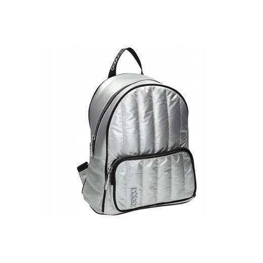 Srebrny pikowany plecak Nobo z logowanymi paskami Nobo One size NOBOBAGS.COM okazyjna cena