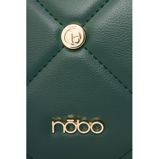 Pikowana torebka do ręki Nobo z logowanymi nitami, zielona Nobo One size wyprzedaż NOBOBAGS.COM