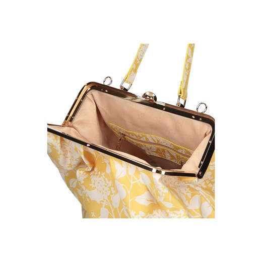 Żółta torebka na ramię w kwiatowy wzór, zapinana na bigiel Nobo One size okazyjna cena NOBOBAGS.COM