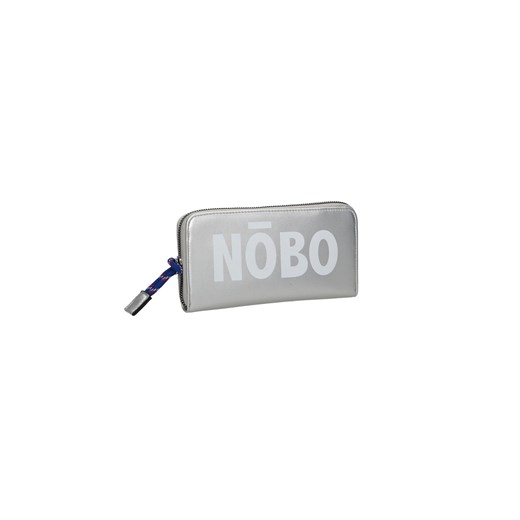 Duży srebrny portfel Nobo z białym logo Nobo One size okazyjna cena NOBOBAGS.COM