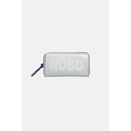 Duży srebrny portfel Nobo z białym logo Nobo One size NOBOBAGS.COM wyprzedaż