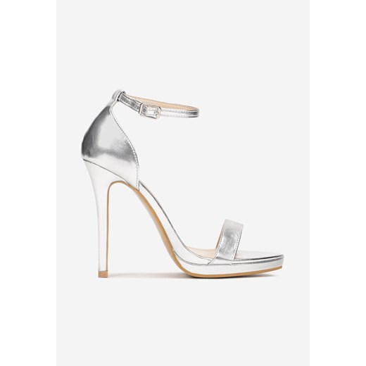 Srebrne Sandały na Szpilce z Otwartym Noskiem Khino Renee 39 okazja renee.pl