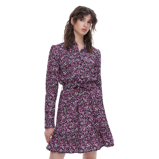 Cropp - Sukienka mini w kwiatowy wzór - czarny Cropp XL wyprzedaż Cropp