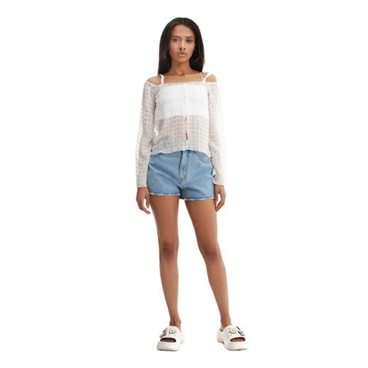 Cropp - Jeansowe szorty z wysokim stanem - niebieski Cropp 38 Cropp okazja