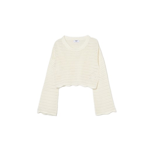 Cropp - Kremowy sweter z szerokimi rękawami - kremowy Cropp L okazja Cropp
