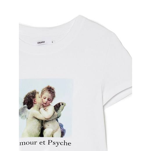 Cropp - T-shirt z nadrukiem "L'Amour et Psyché, enfants" - biały Cropp XL Cropp