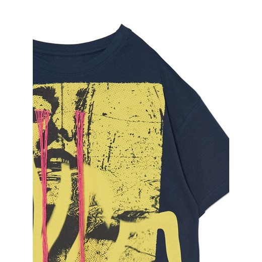 Cropp - Granatowy t-shirt w stylu grunge - niebieski Cropp L promocyjna cena Cropp