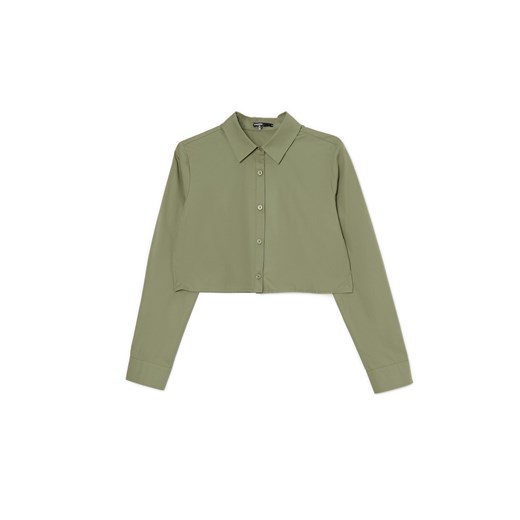 Cropp - Ciemnozielona krótka koszula - zielony Cropp XL okazyjna cena Cropp