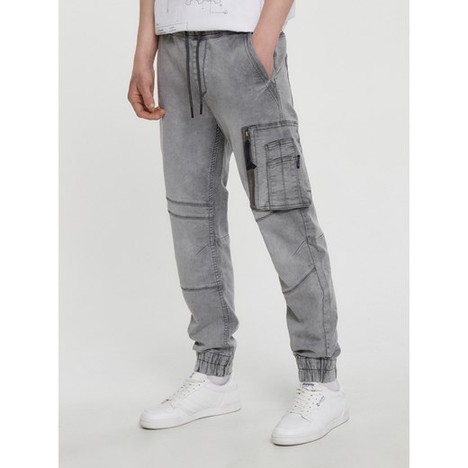 Cropp - Jeansy jogger cargo - jasny szary Cropp 28/30 Cropp