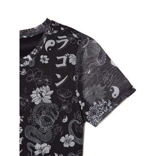 Cropp - Wzorzysta czarna sukienka mini - czarny Cropp M promocja Cropp