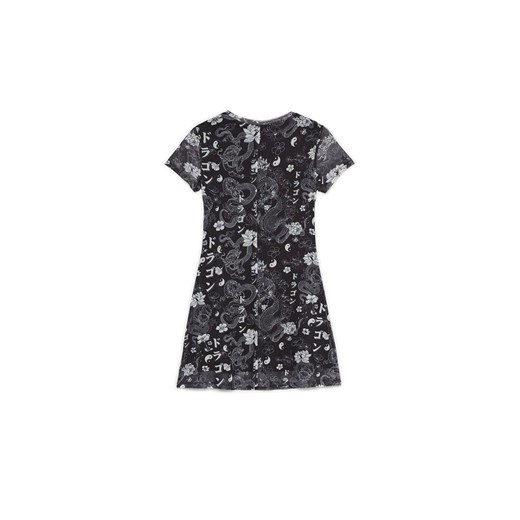 Cropp - Wzorzysta czarna sukienka mini - czarny Cropp XL Cropp okazja