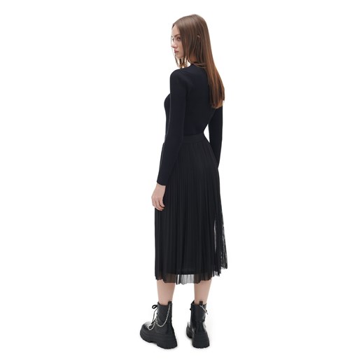 Cropp - Czarna plisowana spódnica midi - czarny Cropp XS Cropp
