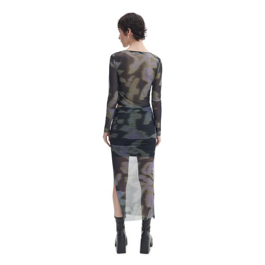 Cropp - Wzorzysta spódnica midi - zielony Cropp M Cropp