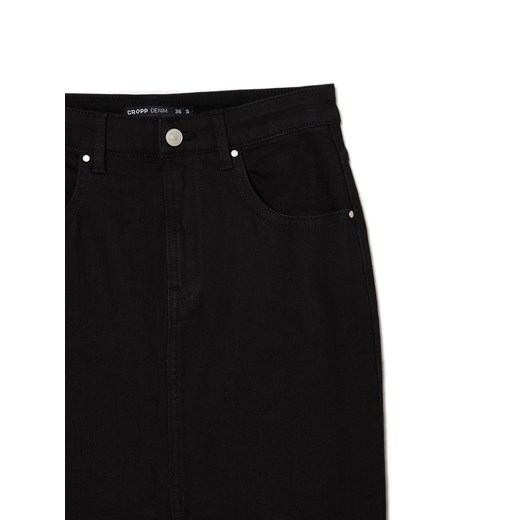 Cropp - Czarna jeansowa spódnica midi - czarny Cropp M Cropp