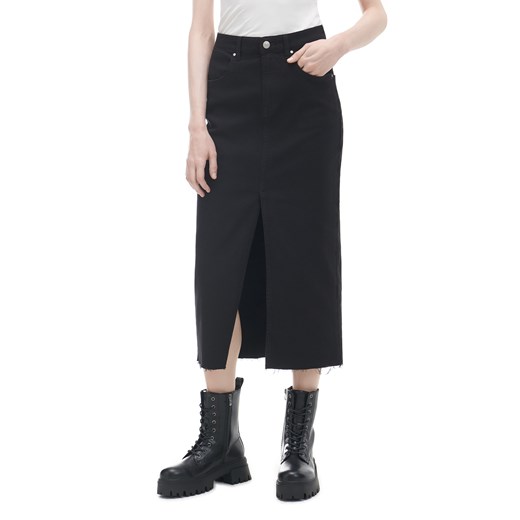 Cropp - Czarna jeansowa spódnica midi - czarny Cropp XS Cropp