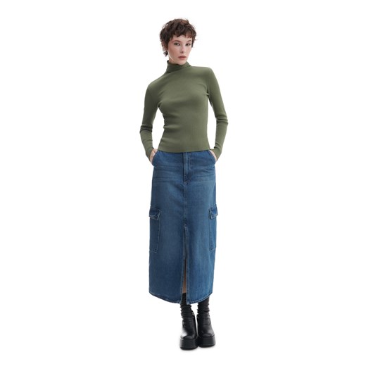 Cropp - Ciemnozielony sweter z półgolfem - zielony Cropp XS Cropp