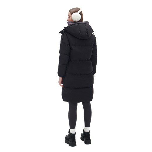 Cropp - Czarny płaszcz puffer z kapturem - czarny Cropp XL Cropp