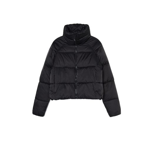 Cropp - Czarna kurtka puffer z grubą stójką - czarny Cropp XL promocyjna cena Cropp