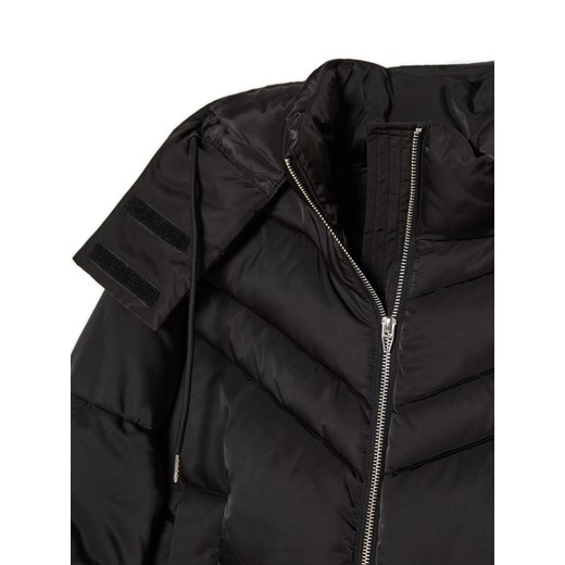 Cropp - Czarna pikowana kurtka z odpinanym kapturem - czarny Cropp M Cropp