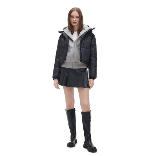 Cropp - Czarna kurtka puffer z kapturem - czarny Cropp XL Cropp