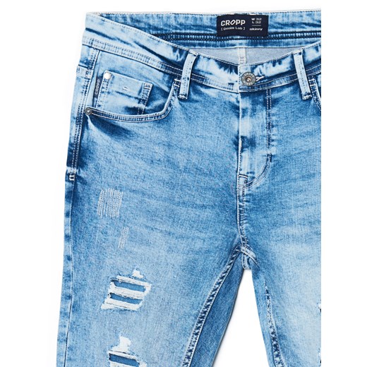 Cropp - Jasnoniebieskie jeansy skinny z dziurami - niebieski Cropp 28/30 Cropp