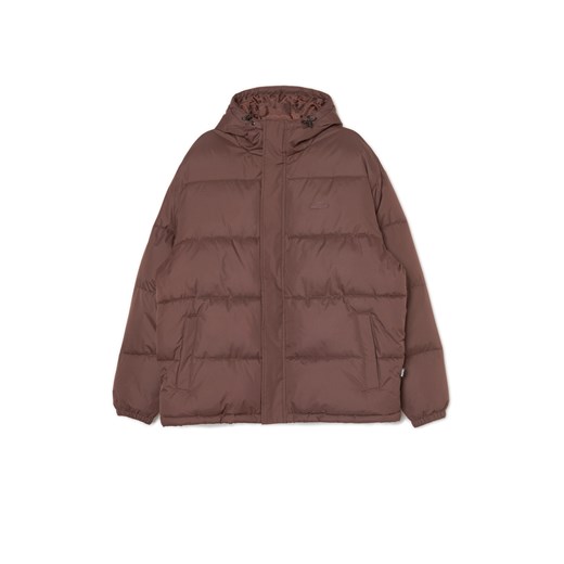 Cropp - Brązowa pikowana kurtka z kapturem - brązowy Cropp XXL okazja Cropp