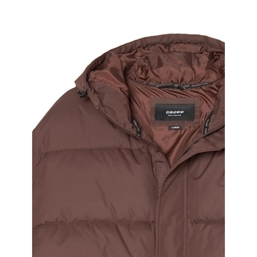 Cropp - Brązowa pikowana kurtka z kapturem - brązowy Cropp XL okazja Cropp