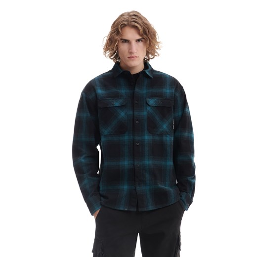 Cropp - Czarno-niebieska koszula w kratę - czarny Cropp L Cropp