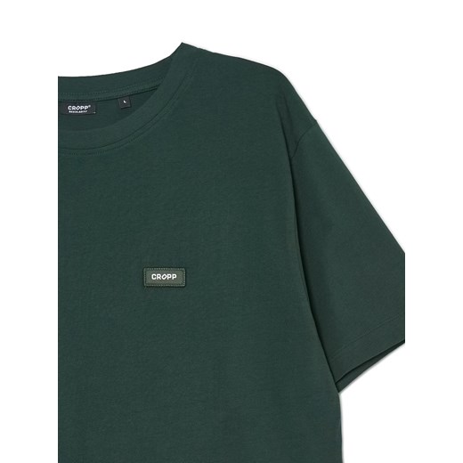 Cropp - Ciemnozielony t-shirt z aplikacją Cropp - zielony Cropp XL Cropp