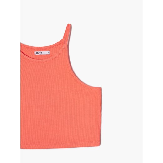 Cropp - Crop top na ramiączkach - pomarańczowy Cropp S wyprzedaż Cropp